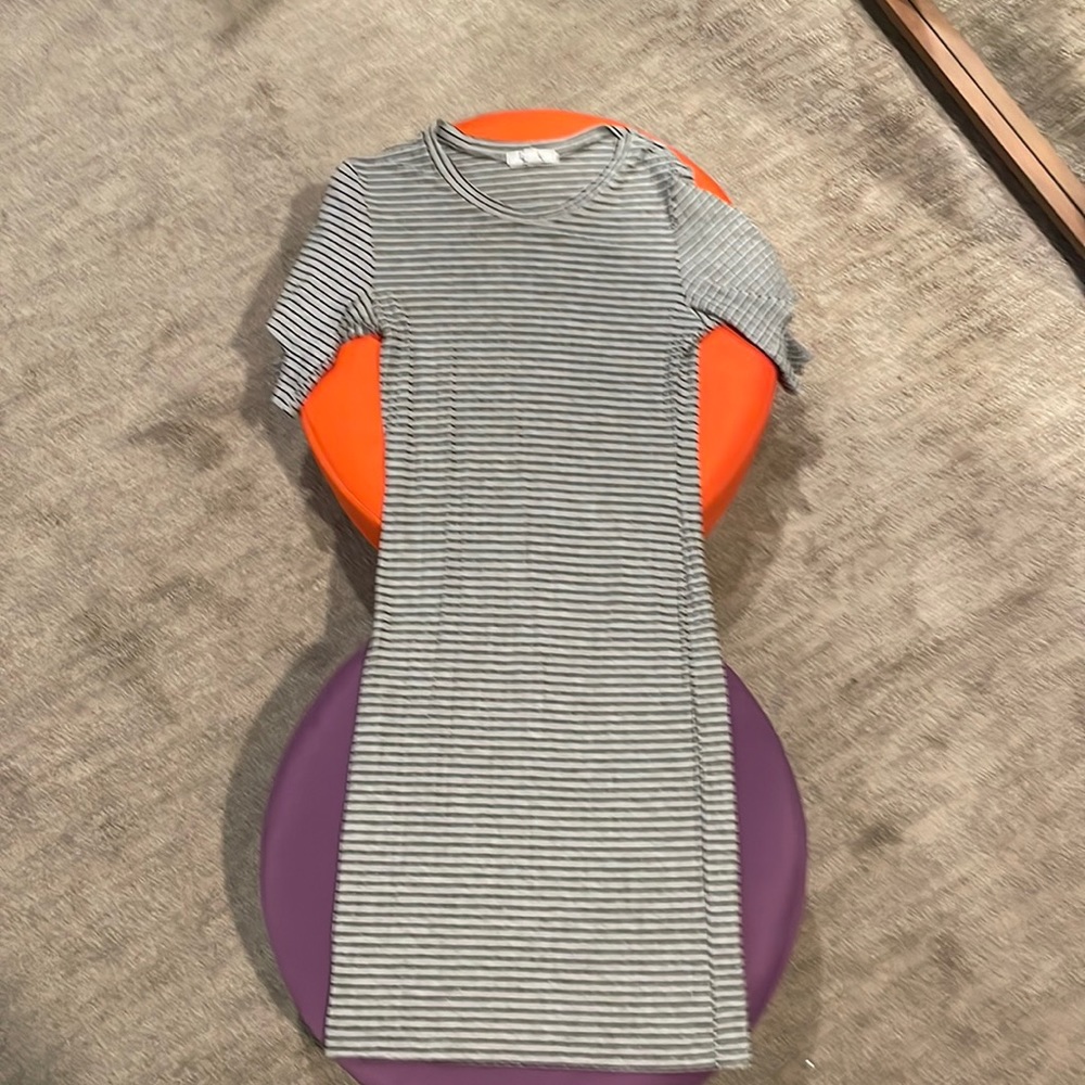 grey black strip LNA Mini Esso bodycon dress - size XS